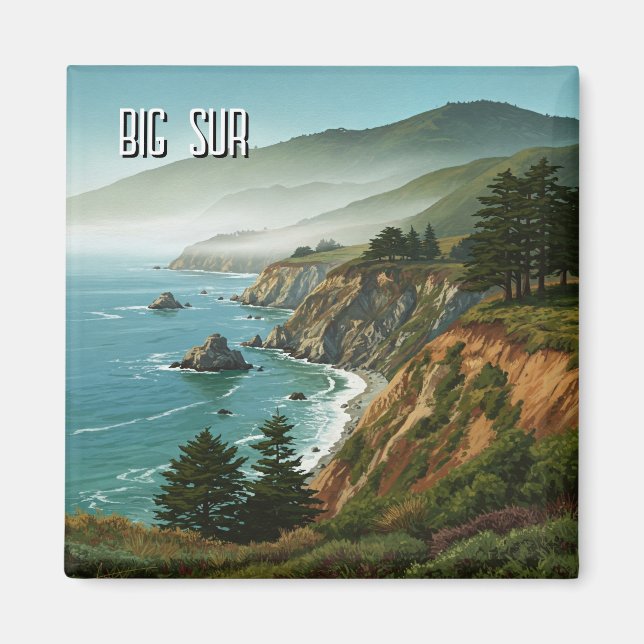 Misty Big Sur California Travel Magnet (Front)