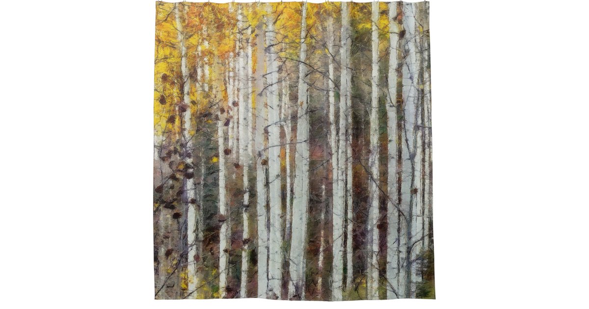 Misty Birch Forest Shower Curtain Zazzle Com