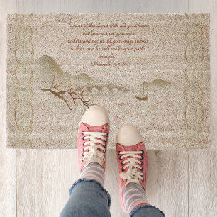  Misty Blossom Crossing Bible Verse Customizable  Fiber Doormat