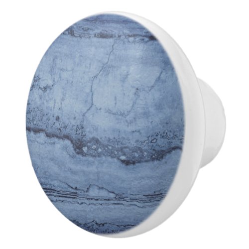 Misty Blue abstract Granite marble pattern  Ceramic Knob