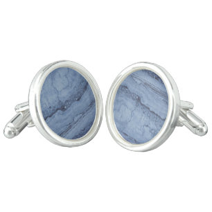 Misty Blue abstract Granite marble pattern  Cufflinks