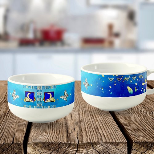 Misty Blue And Gold Mexican Art Home Soup Mug