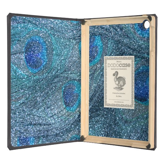 misty blue glitter peacock feathers iPad air cases (Front (Open))