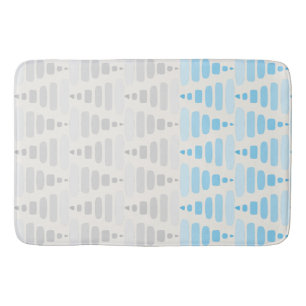 misty blue gray cream Stacked Triangle Blocks Bath Mat