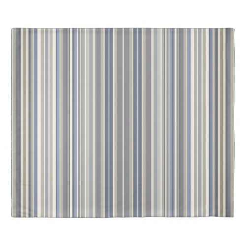 Misty Blue Grey Stripes Duvet Cover