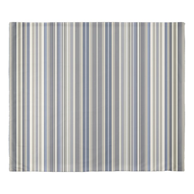 Misty Blue Grey Stripes Duvet Cover (Front)