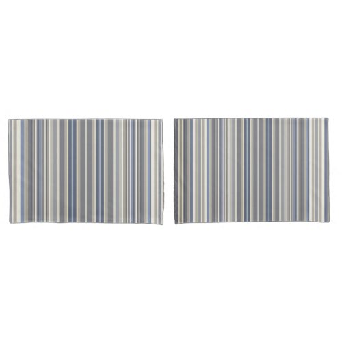 Misty Blue Grey Stripes Pillow Case