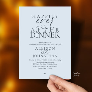 Misty Blue Happily Ever After Dinner Wedding Invitation