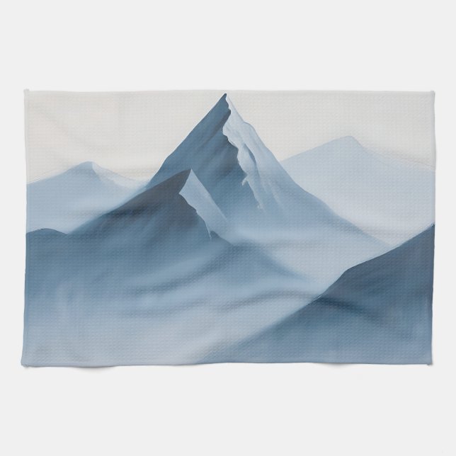 Misty Blue Mountain Peaks Kitchen Towel (Horizontal)
