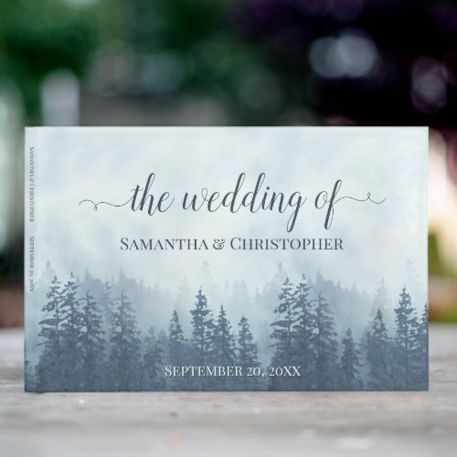 Misty Blue Mountains  Pines Rustic Wedding Guest Book