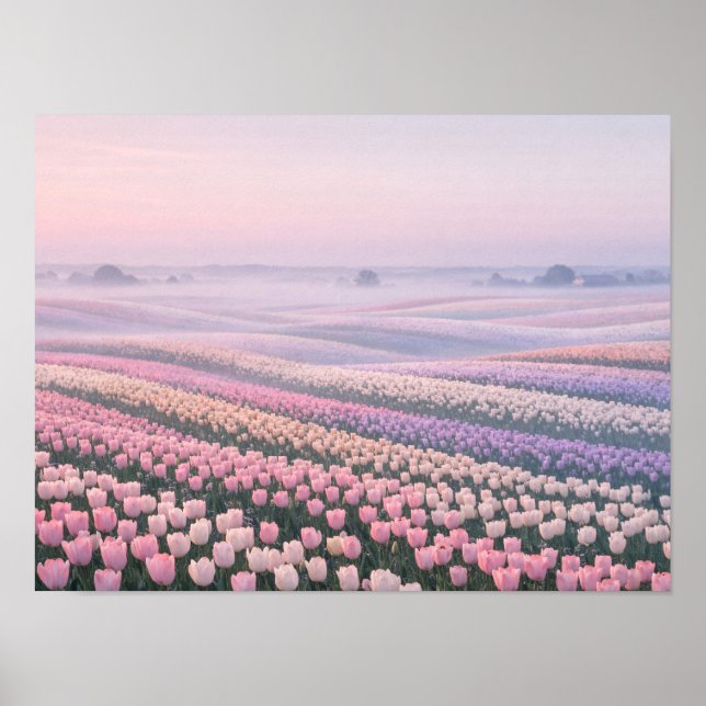 Misty Blue Ocean Horizon Poster - Minimalist Calm (Front)