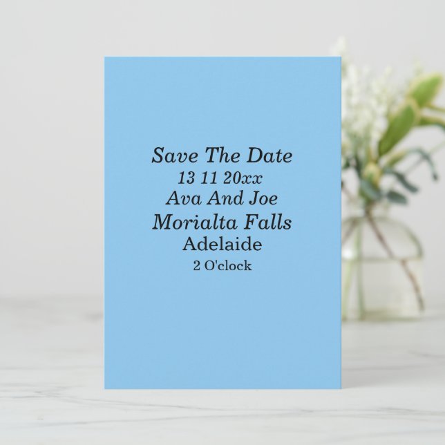 Misty Blue, Save The Date Wedding Invitation (Standing Front)