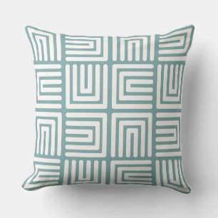 Misty Blue White Square Humps Throw Pillow
