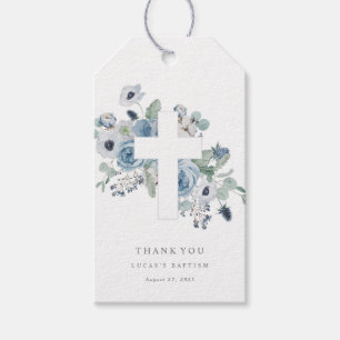 Misty Blues Baptism Christening Thanks Gift Tag