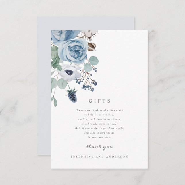 Misty Blues Gifts Registry Card (Front/Back)