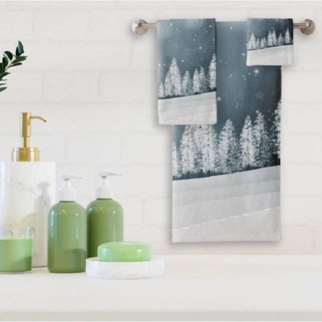 Misty Christmas Mountains and Trees Towel bath Set (Creator Uploaded)