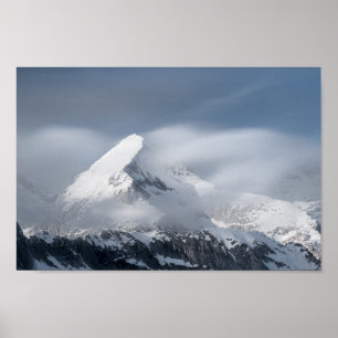 Misty clouds over mountain Grintovec, Slovenia Poster