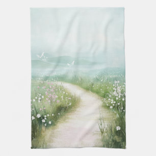 Misty Country Road Forest Path Landscape (3) Kitchen Towel