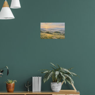 Misty Countryside Sunrise Landscape Poster