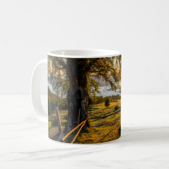 Misty Dawn in a Forest Coffee Mug (Front Left)