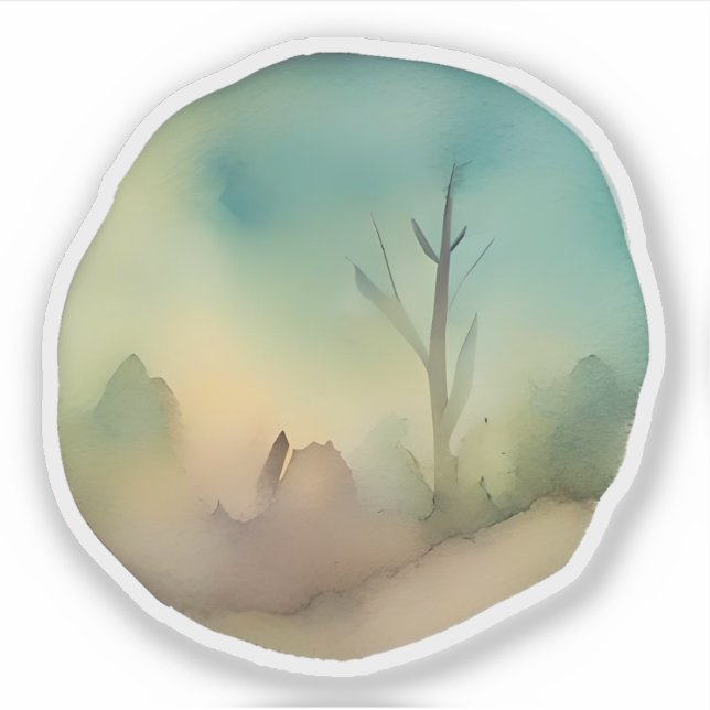 Misty Dawn Landscape Sticker (Front)