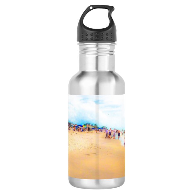 Misty Day at the Beach Stainless Steel Water Bottle (Front)