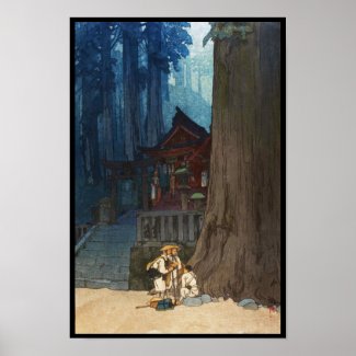 Misty day in Nikko Hiroshi Yoshida woodblock art Poster