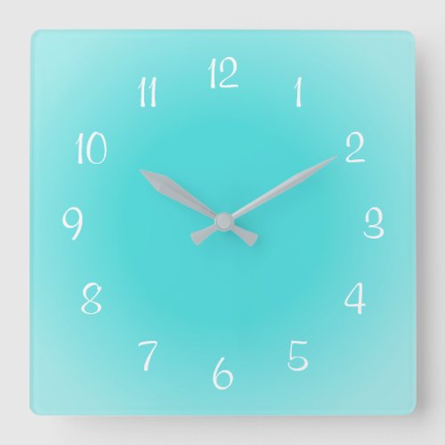 Misty Edges Aqua Blue Frosted Design Soft Colors Square Wall Clock