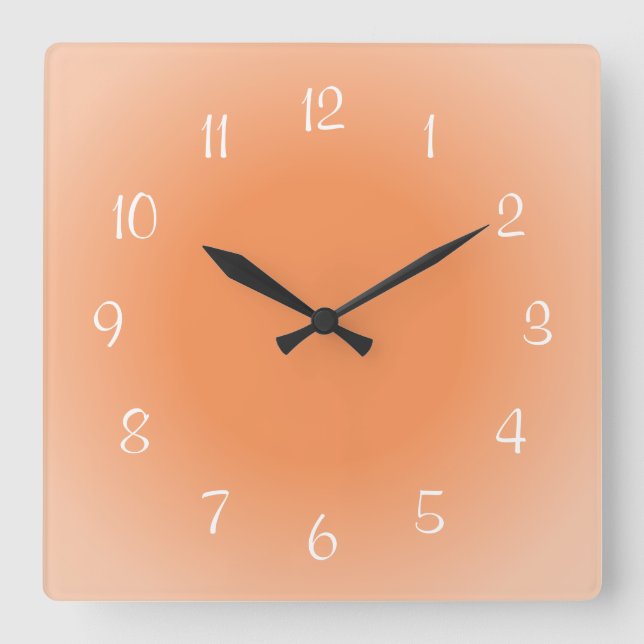 Misty Edges Orange Frosted Design Color Square Wall Clock (Front)