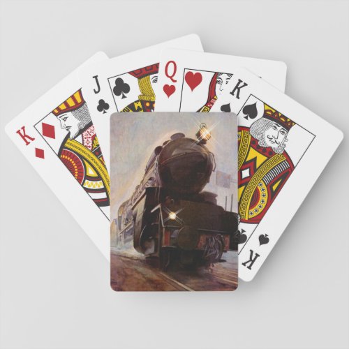 Misty Evening Train Station Engine Playing Cards