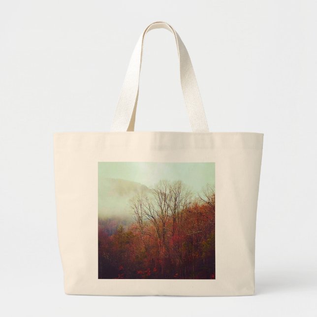 Misty Fall Colors Large Tote Bag (Front)