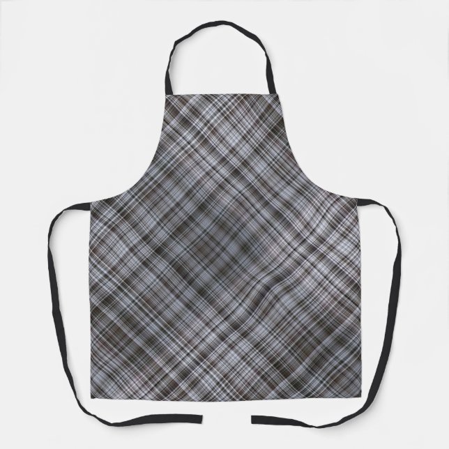 Misty February Blue and Gray Plaid Apron (Front)