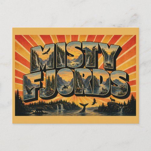 Misty Fjords Alaska Fjord Rainforest Vintage Art Postcard