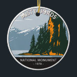 Misty Fjords National Monument New Eddystone Ceramic Ornament<br><div class="desc">Misty Fjords vector artwork design. Called The Yosemite of the North for its similar geology,  the monument has widespread light-colored granite that has been sculpted by glaciers that gouged deep U-shaped troughs.</div>