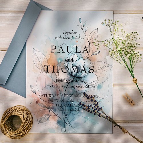 Misty Flowers Invitation