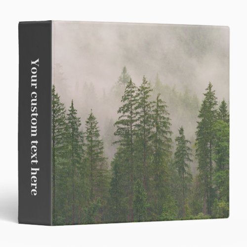Misty Foggy Forest Trees 3 Ring Binder