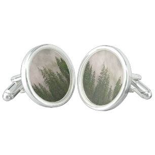 Misty Foggy Forest Trees Cufflinks
