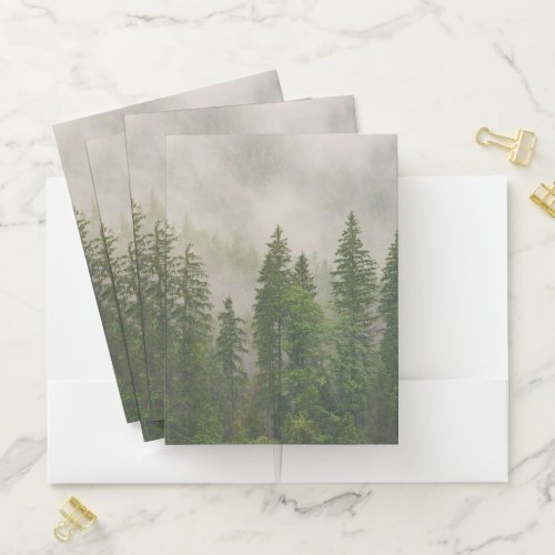 Misty Foggy Forest Trees Pocket Folder