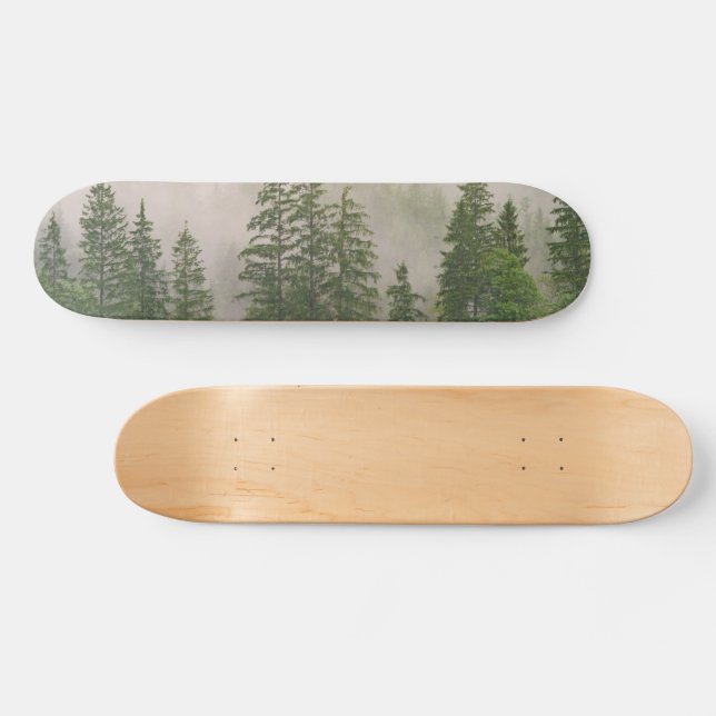 Misty Foggy Forest Trees Skateboard (Horz)
