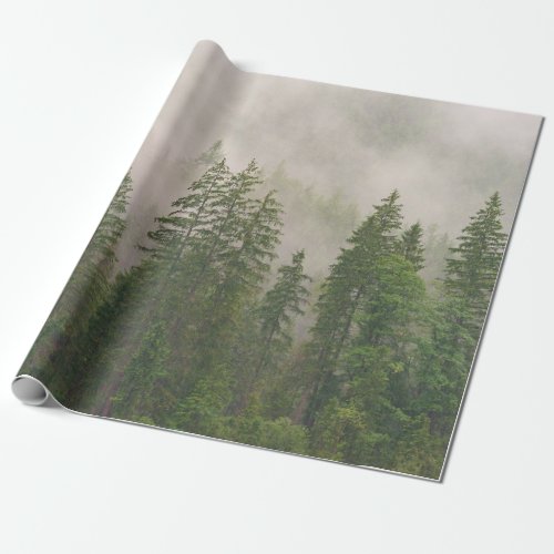 Misty Foggy Forest Trees Wrapping Paper