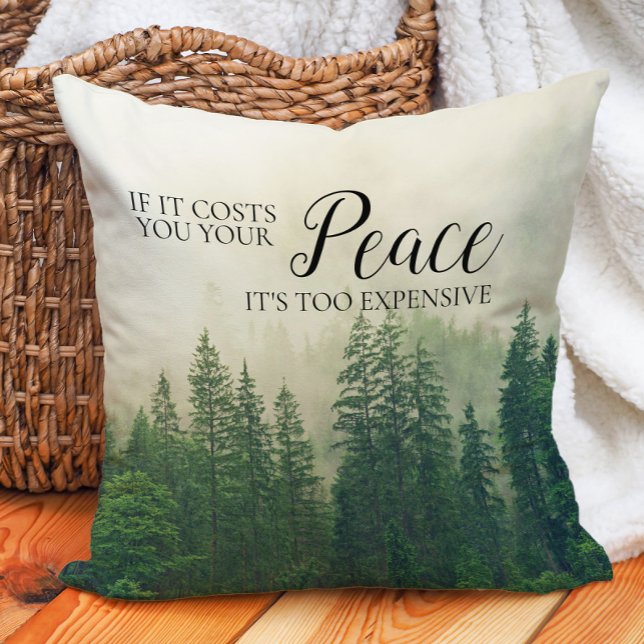 Misty Foggy Mountains Forest Peace Throw Pillow (Mountains, forest, fog, peace pillow)