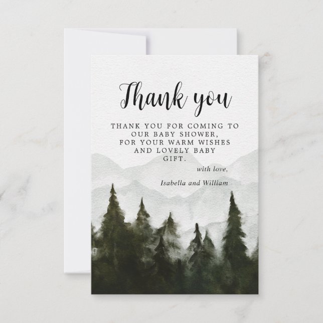 Misty Forest Baby Shower Thank You (Front)