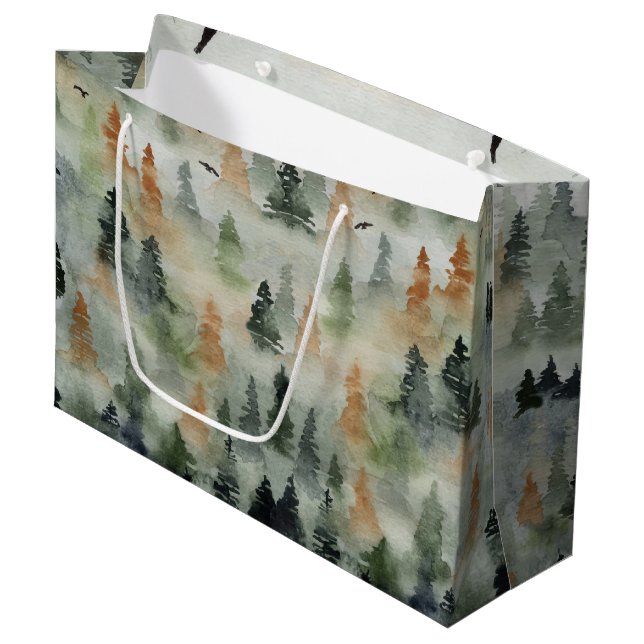 Misty Forest Birthday | Retirement LARGE Gift Bag (Front Angled)