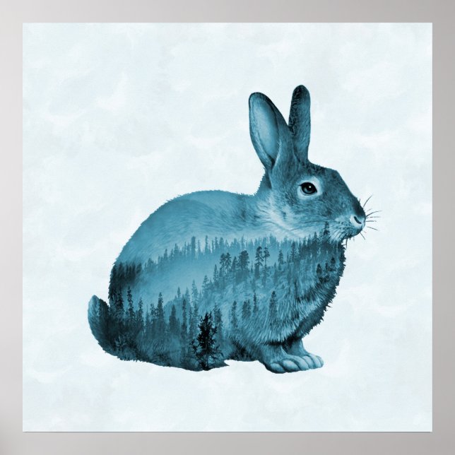 Misty Forest Bunny - Blue Poster (Front)