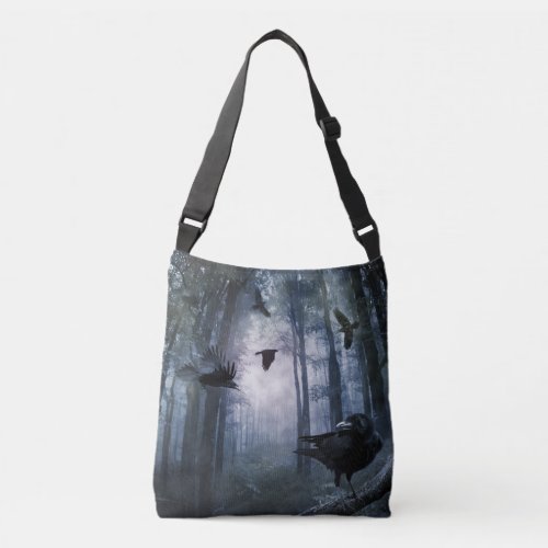 Misty Forest Crows Cross Body Bag