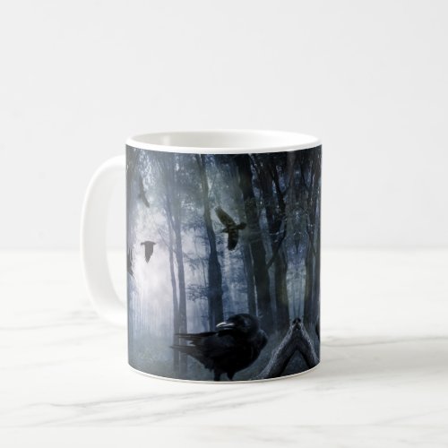Misty Forest Crows Mug