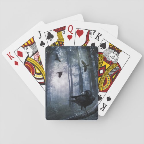 Misty Forest Crows Playing Cards
