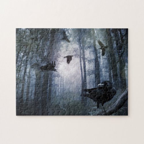 Misty Forest Crows Puzzle