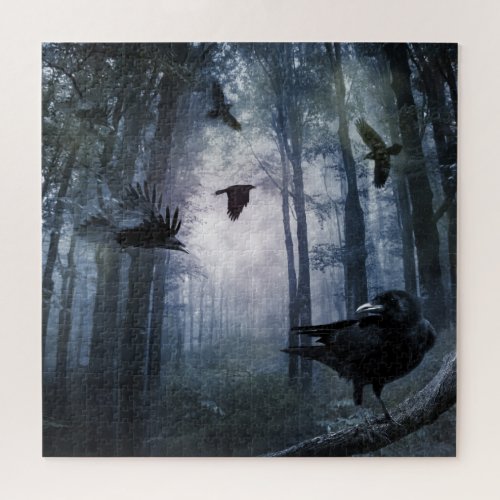 Misty Forest Crows Square Puzzle