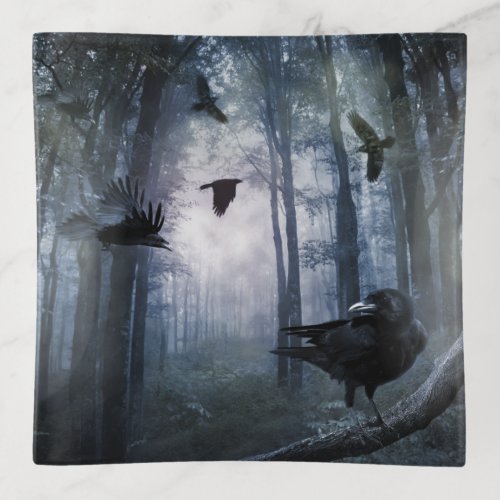 Misty Forest Crows Trinket Tray